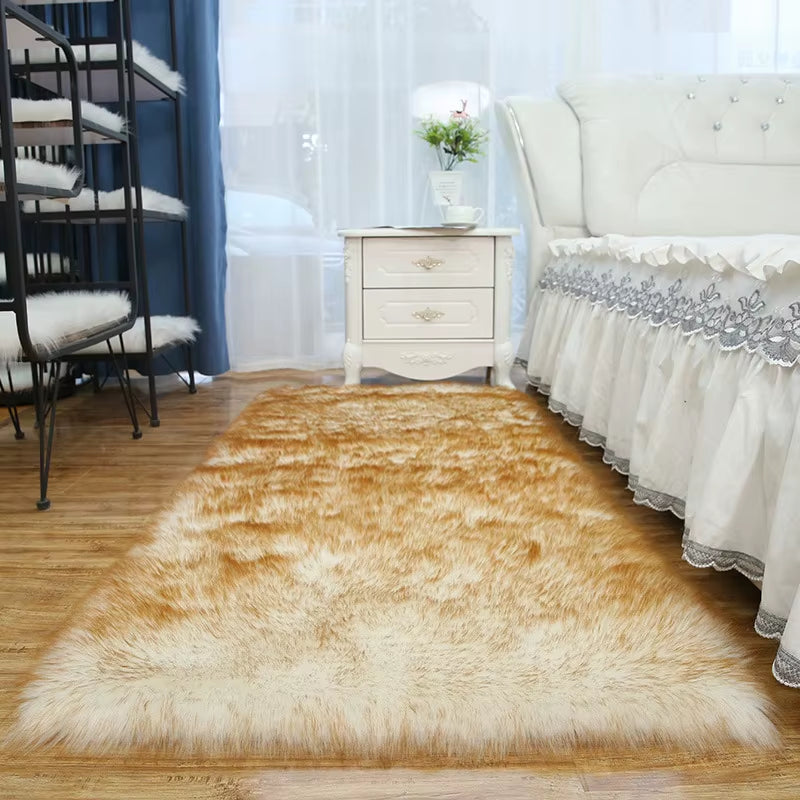 Living Room Fur Carpet Plush Soft Sheepskin Floor Mats Modern Home Decor Bedroom Blankets Imitation Wool Pad White Rugs Doormat