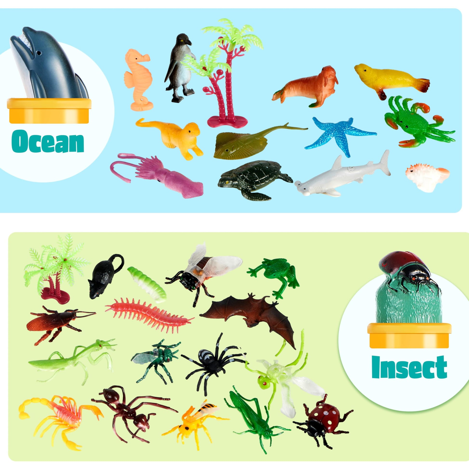 69Pcs Small Animal Figures, Assorted Mini Plastic Animal Toy, Tiny Little Animals for Sensory Bin, Birthday Party Favor for Kids Toddler Aged 3-8