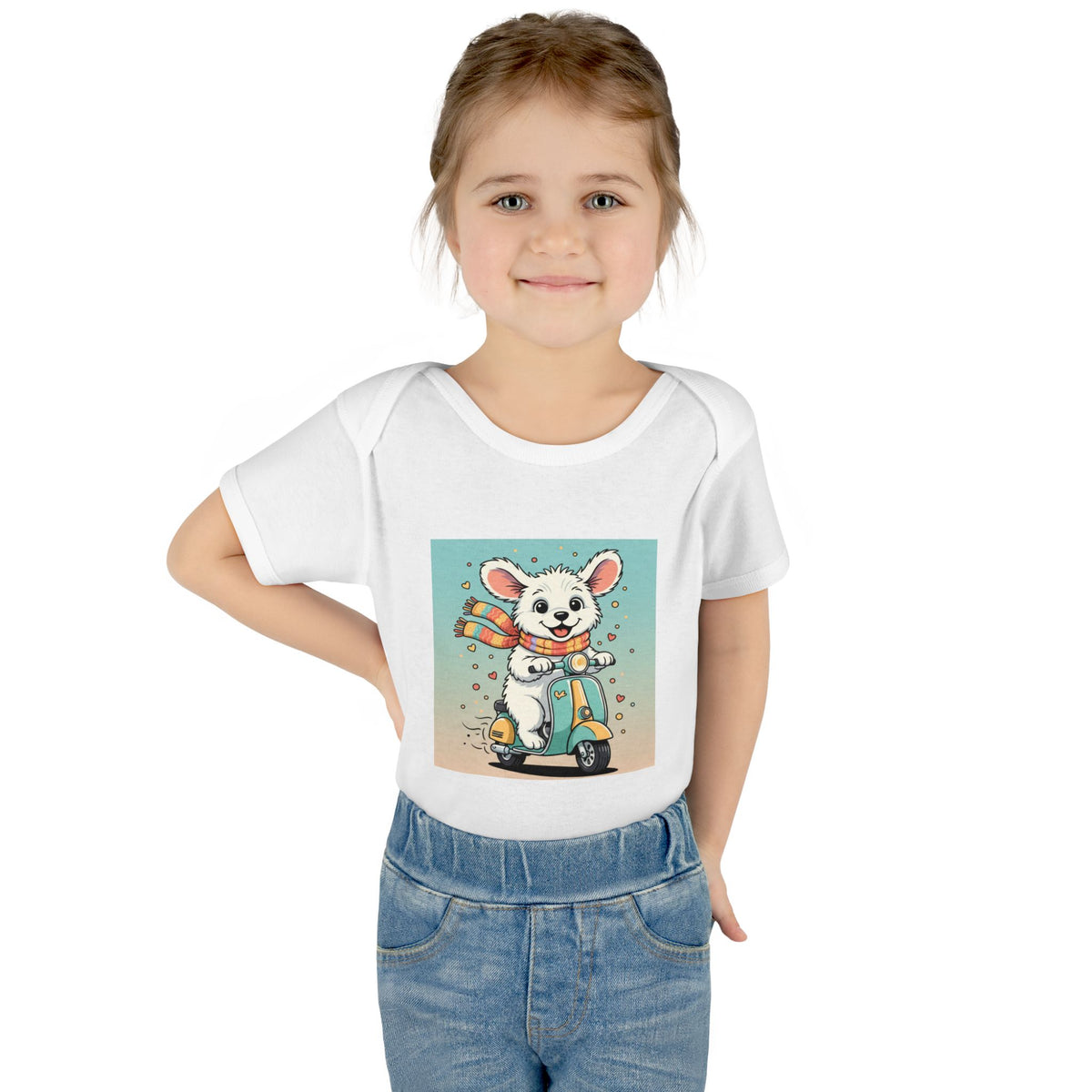 Cute Puppy & his Scooter- Infant Baby Rib Bodysuit- Unisex