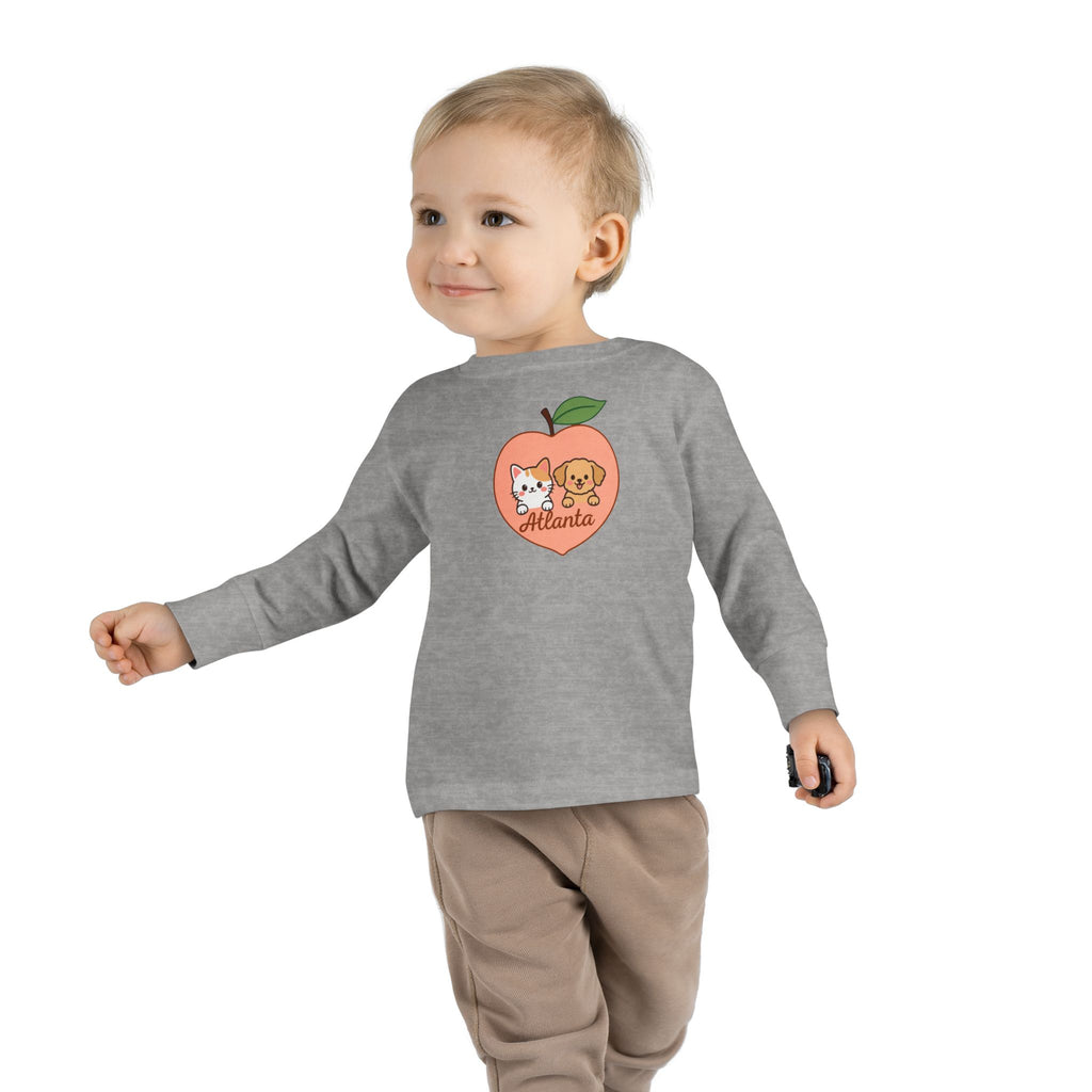 ATLANTA Peach Puppy and Kitten Toddler long sleeve tee | Cute Georgia design