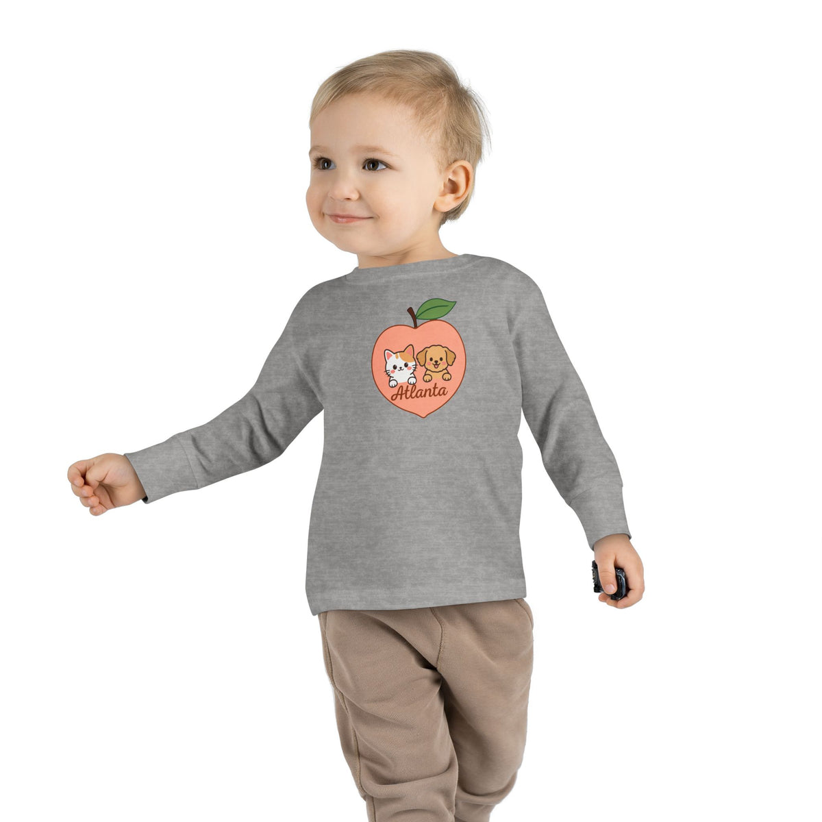 ATLANTA Peach Puppy and Kitten Toddler long sleeve tee | Cute Georgia design