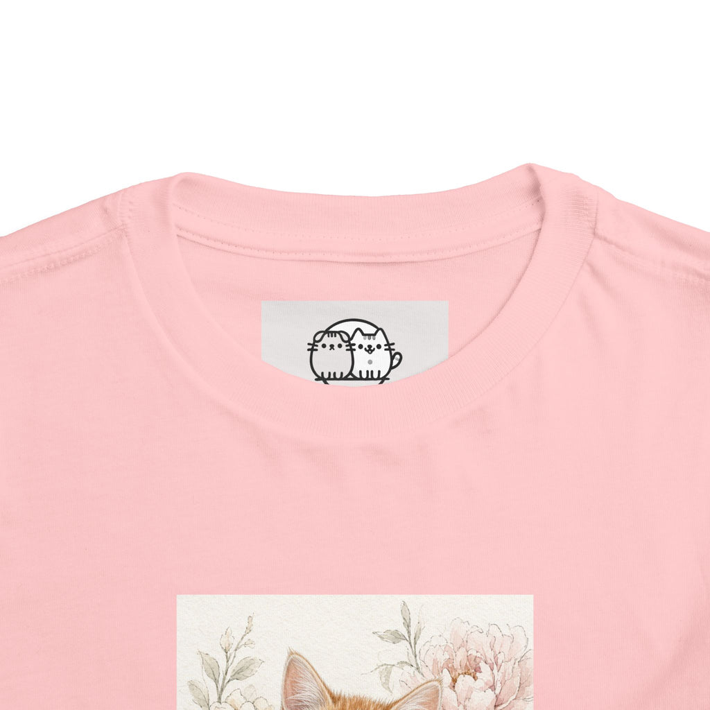 Adorable Orange Kitten Toddler Tee | Floral Cat Painting- Vienna Collection