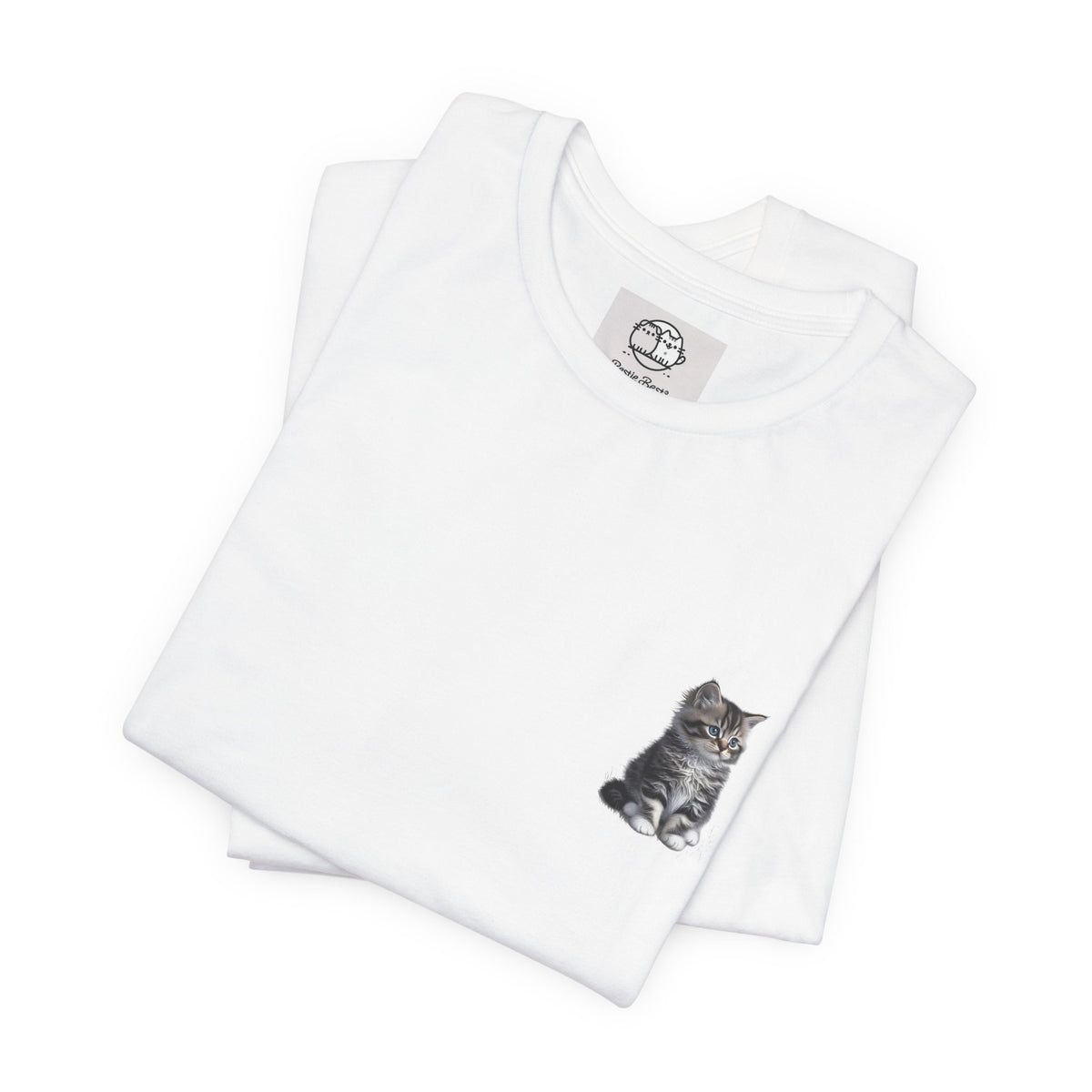 Fluffy Kitten Tabby Tee | Miguel Collection Minimal Cat Illustration T-Shirt