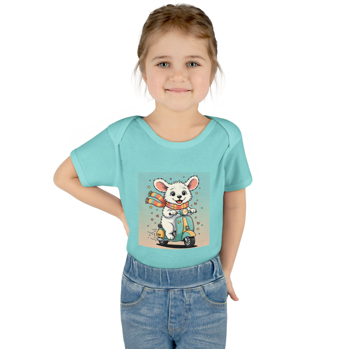 Cute Puppy & his Scooter- Infant Baby Rib Bodysuit- Unisex