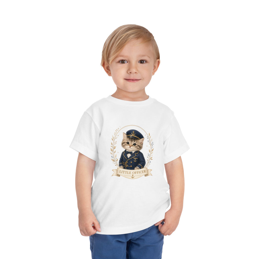 Little Officer Cat toddler tee | kitten captain illustration- Carmen Collection- Bestie Best Luxury Collection