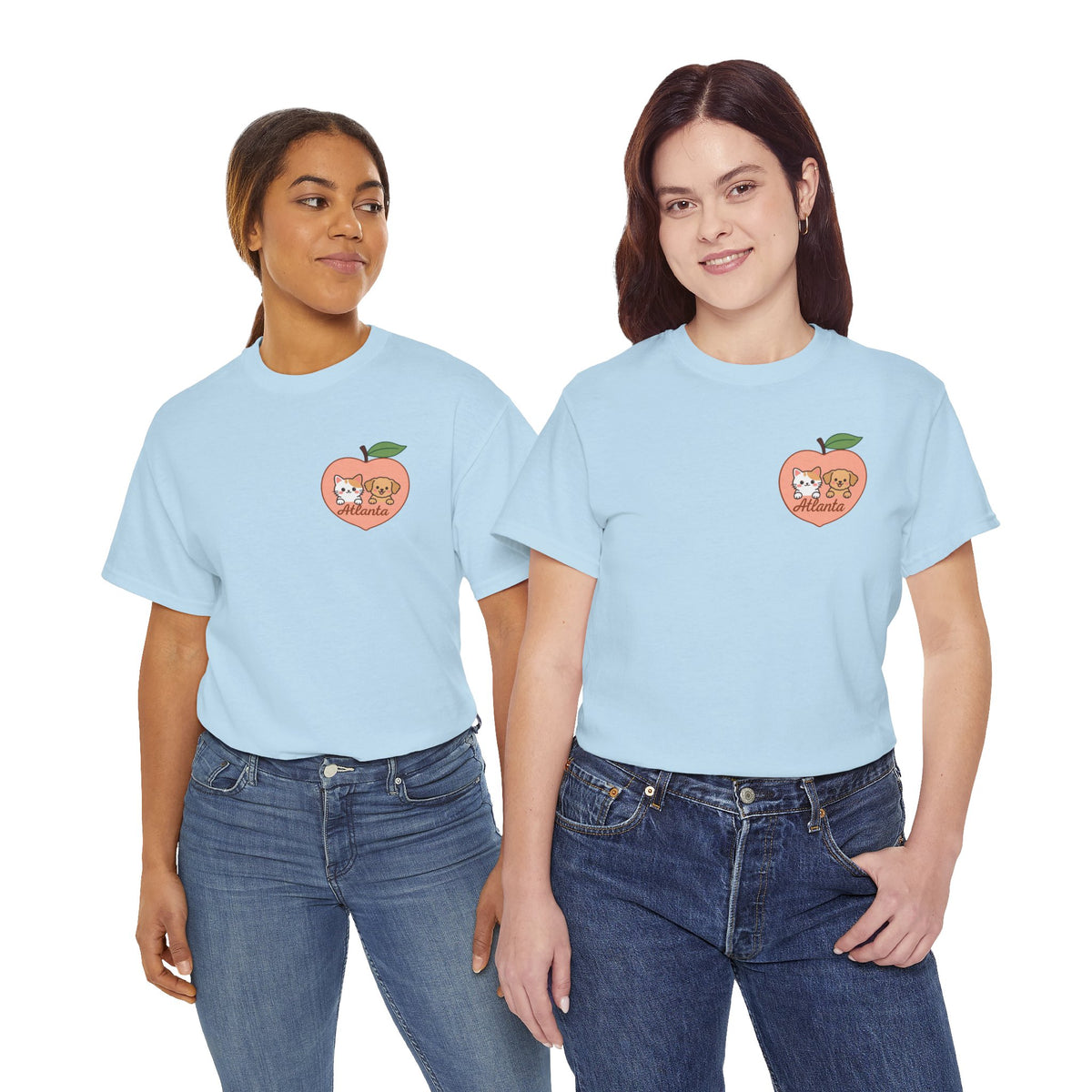 ATLANTA Peach Kitten & Doggie Tee | Cute GA Peach Illustration T-Shirt