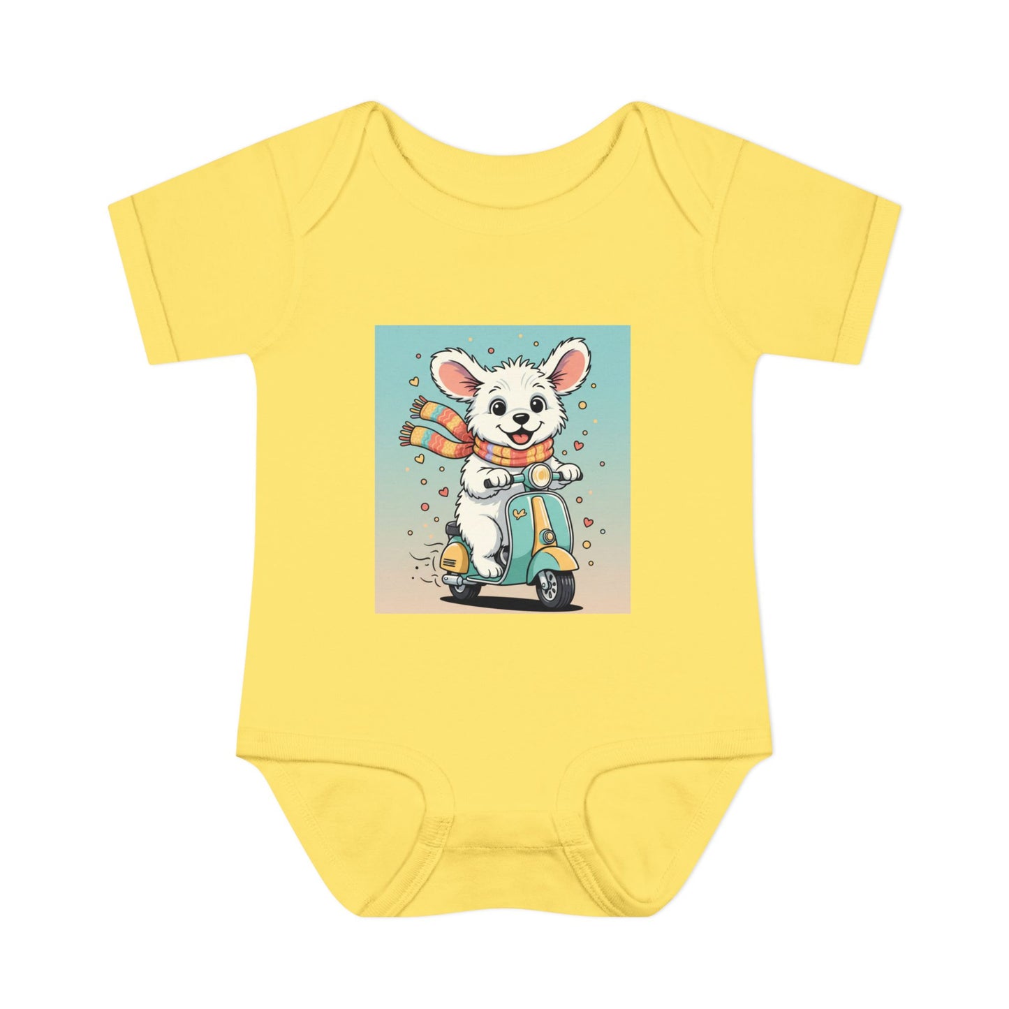 Cute Puppy & his Scooter- Infant Baby Rib Bodysuit- Unisex