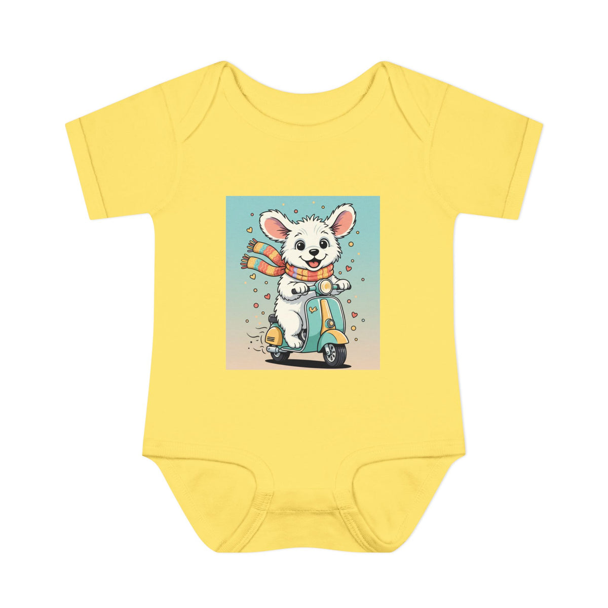 Cute Puppy & his Scooter- Infant Baby Rib Bodysuit- Unisex