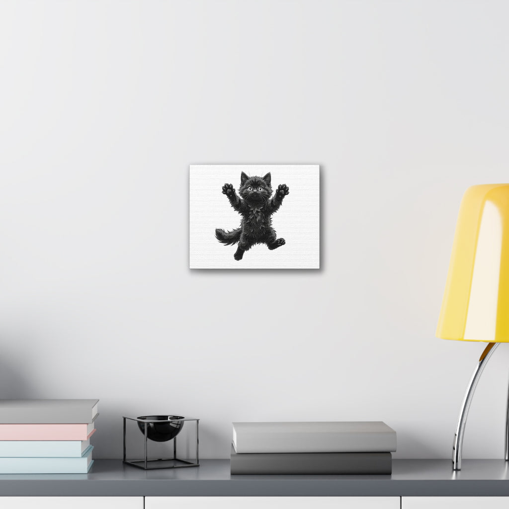 Playful Fluffy Black Kitten Canvas- Twixie Collection- Bestie Best Decor Collection