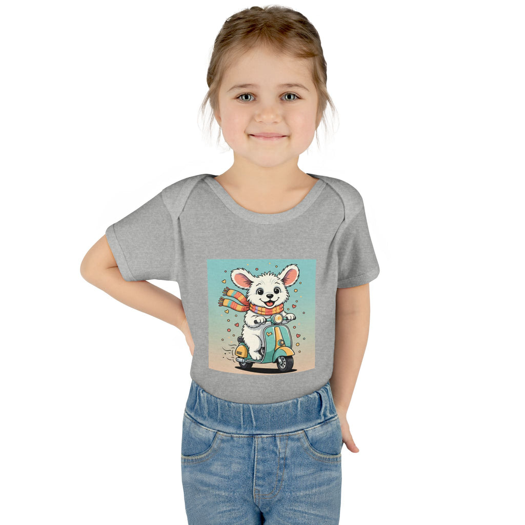 Cute Puppy & his Scooter- Infant Baby Rib Bodysuit- Unisex