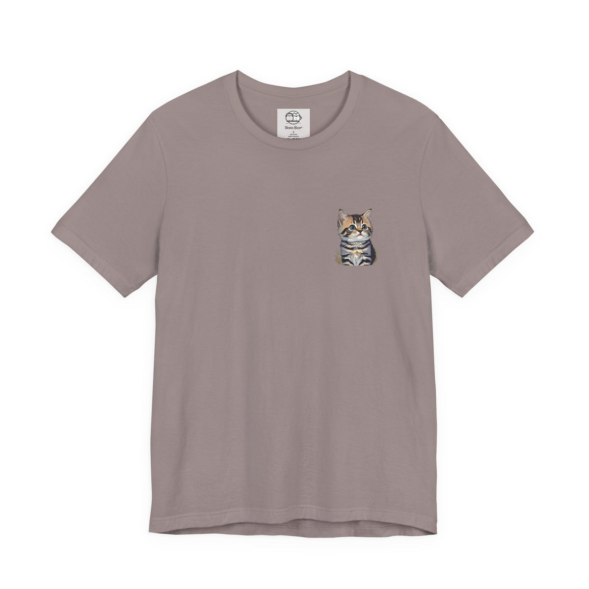 Main Coon Cat Pocket Art T-Shirt | Small Chest Cat Illustration- Bestie Best Collection