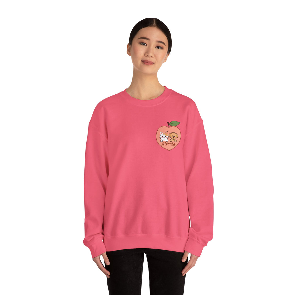 ATLANTA Peach Kitten & Doggie sweatshirt | Cute GA peach illustration