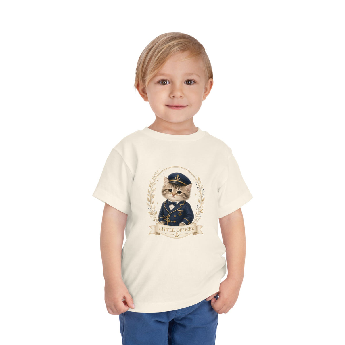 Little Officer Cat toddler tee | kitten captain illustration- Carmen Collection- Bestie Best Luxury Collection