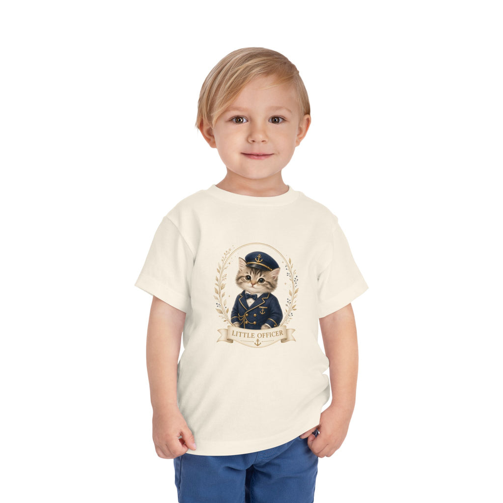 Little Officer Cat toddler tee | kitten captain illustration- Carmen Collection- Bestie Best Luxury Collection