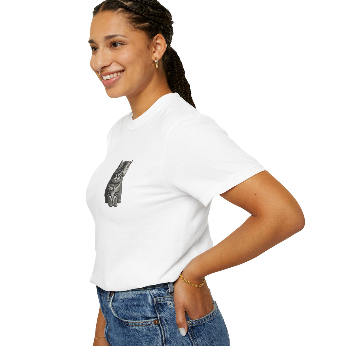 Grumpy Cat Illustration T-shirt | Miguel Collection , Minimal Cat Art