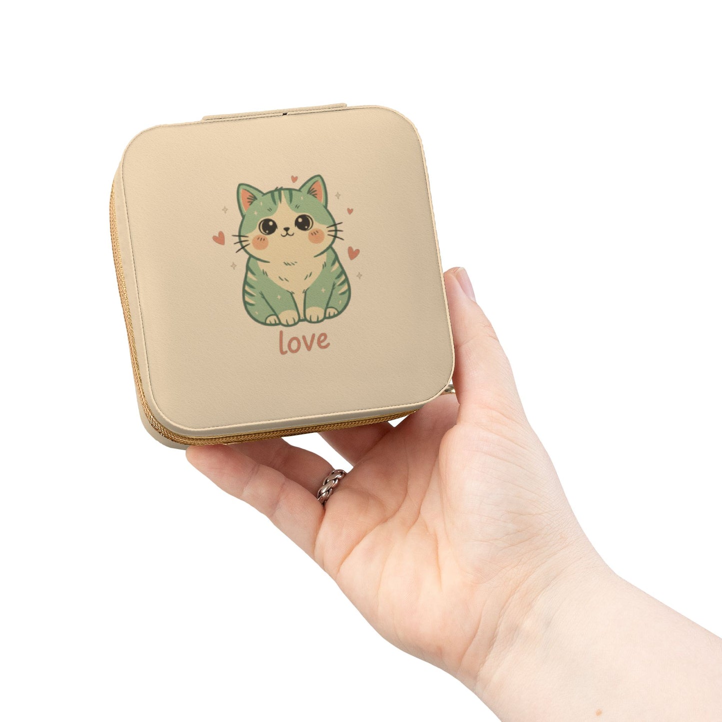 Cute Kitty Love Tabby Cat Jewelry Travel Case | Compact Organizer