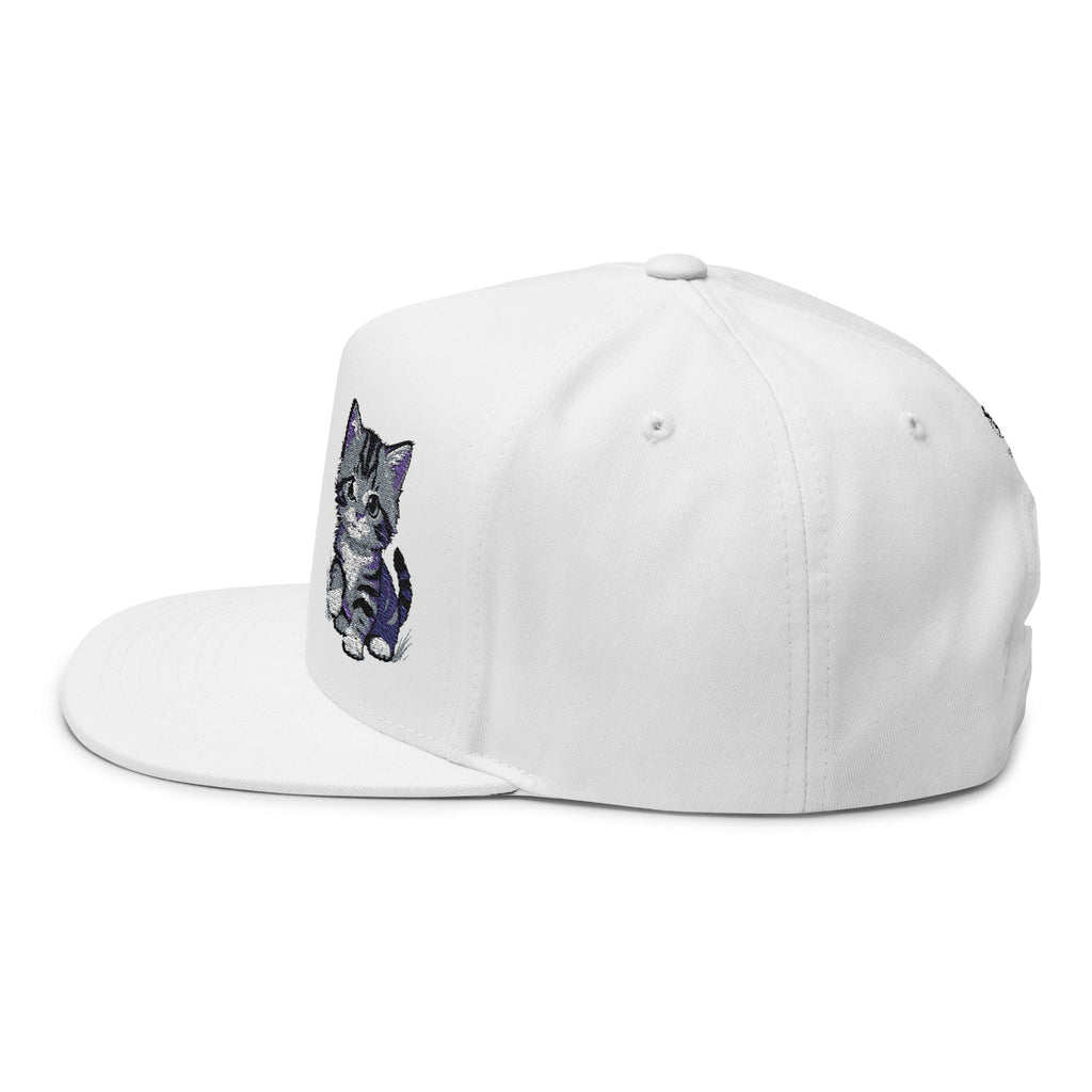 Cute Kitten Embroidered Flat Bill Cap | Small Tabby Cat DIEGO Collection