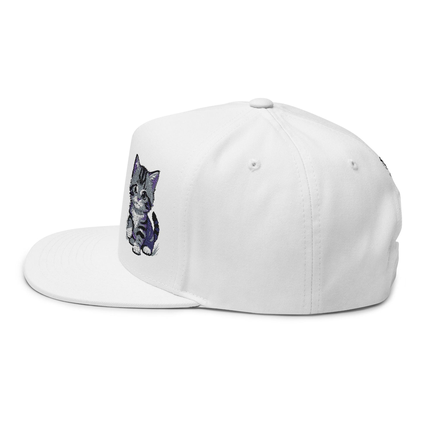 Cute Kitten Embroidered Flat Bill Cap | Small Tabby Cat DIEGO Collection