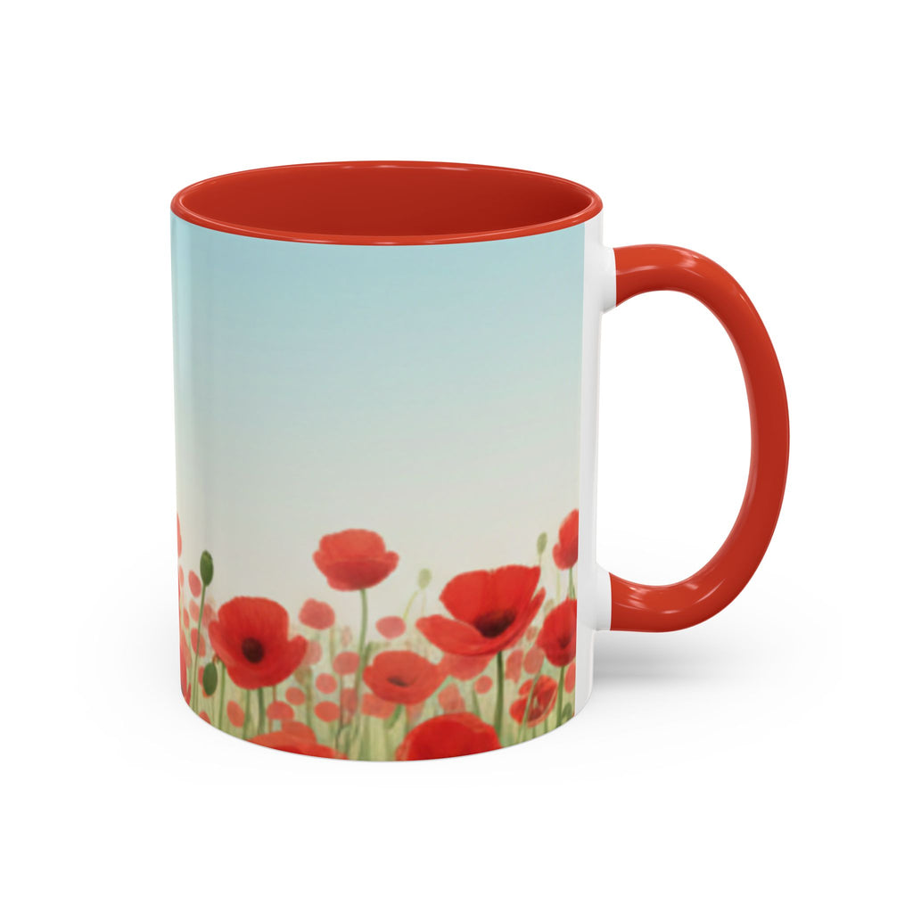 Poppy Field Accent Coffee Mug — Floral 11/15oz Ceramic Morning Cup Bright Uplifting