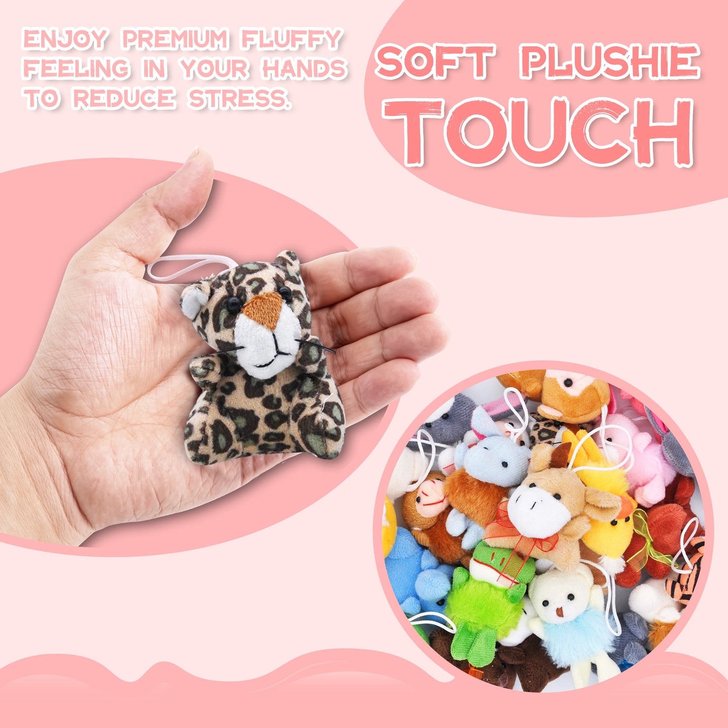 24 Pcs Party Favors for Kids 3" Mini Stuffed Animals Bulk Cute Small Plush Toys, Pinata Fillers, Animals Keychain Decoration for Boys Girls, Teacher Student Gifts Prizes, Birthday Supplies