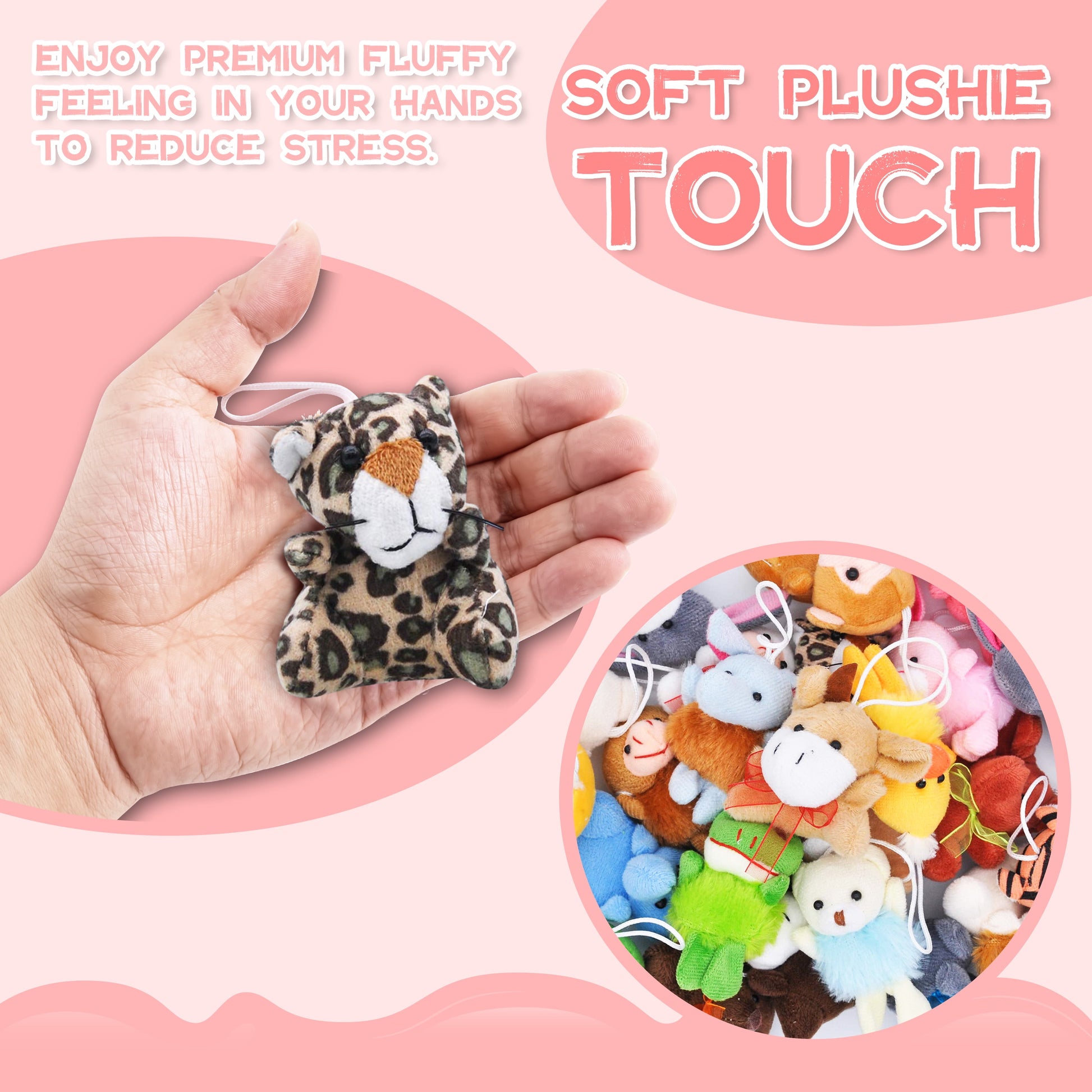 24 Pcs Party Favors for Kids 3" Mini Stuffed Animals Bulk Cute Small Plush Toys, Pinata Fillers, Animals Keychain Decoration for Boys Girls, Teacher Student Gifts Prizes, Birthday Supplies