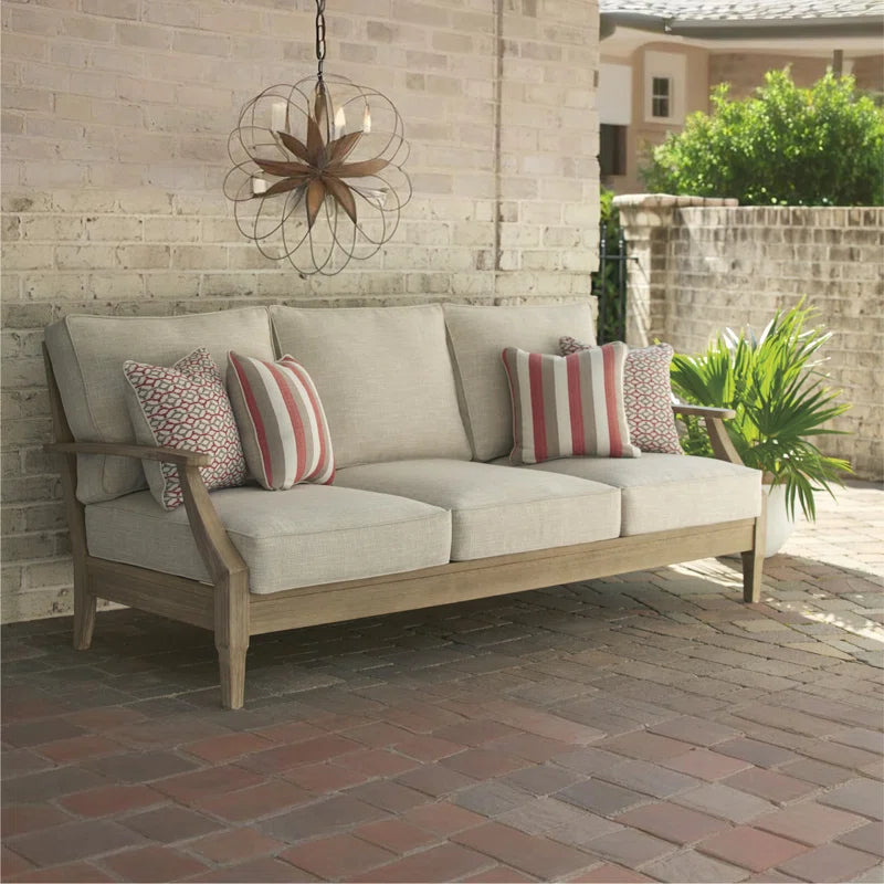 Arikka 81'' Wide Straight Eucalyptus Patio Sofa with Cushions