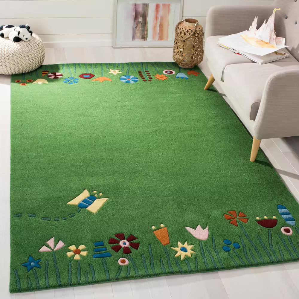 Kids Green/Multi Doormat 2 Ft. X 3 Ft. Floral Area Rug