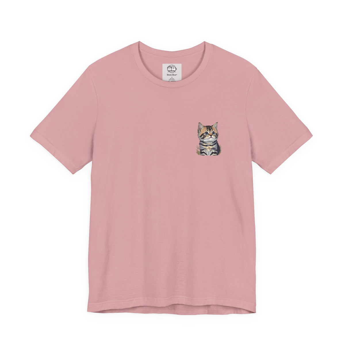 Main Coon Cat Pocket Art T-Shirt | Small Chest Cat Illustration- Bestie Best Collection
