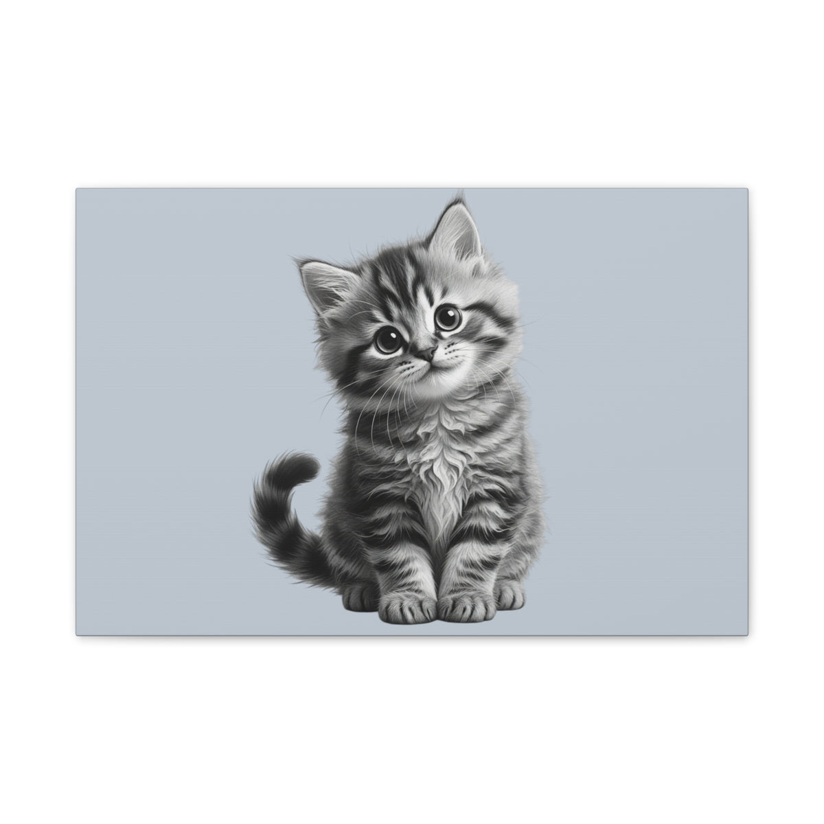 Gray Tabby Kitten Illustration Canvas- Bestie Best Decor Collection- Sage Collection