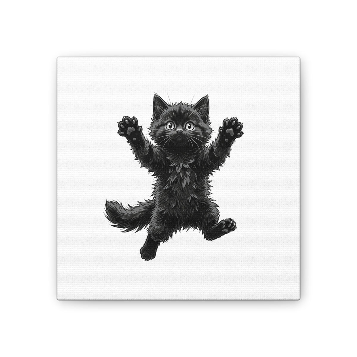 Playful Fluffy Black Kitten Canvas- Twixie Collection- Bestie Best Decor Collection