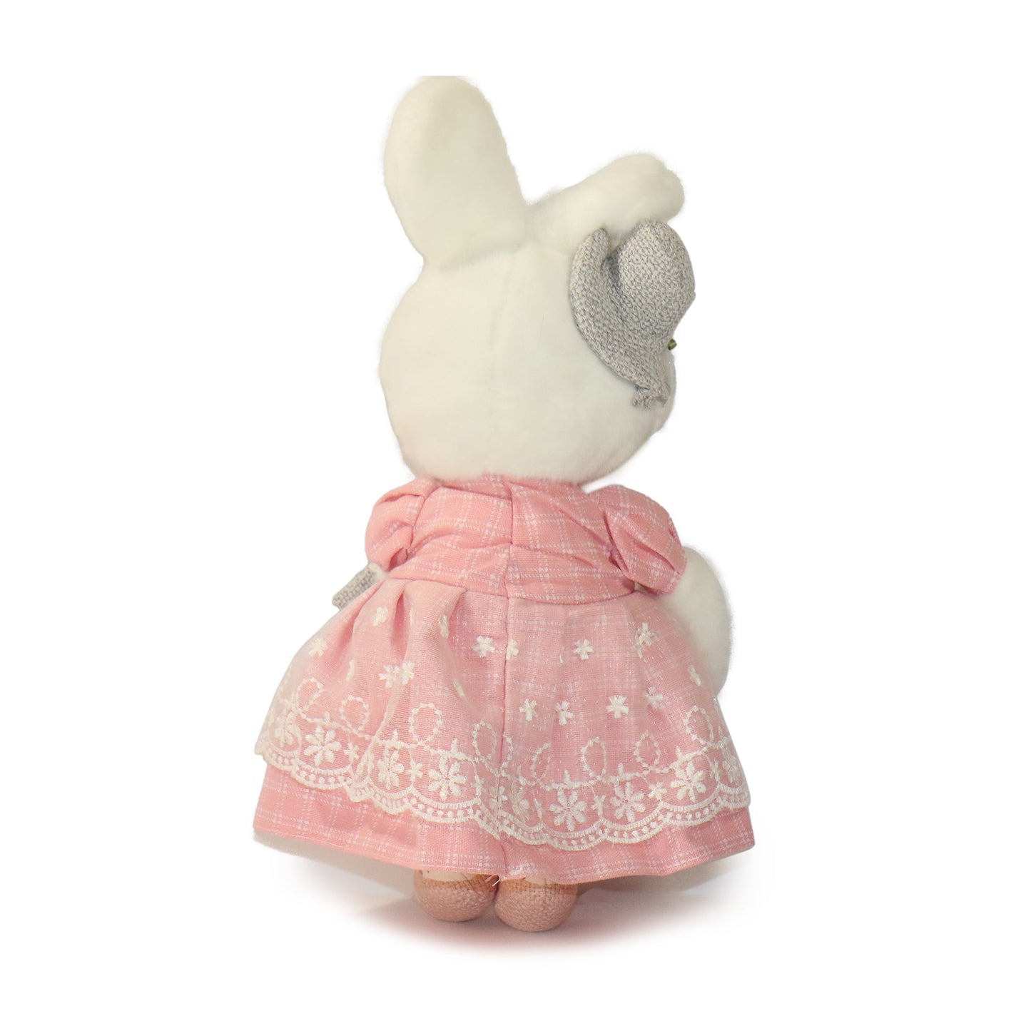 11-inch White Maisie Rabbit with Pink Dress
