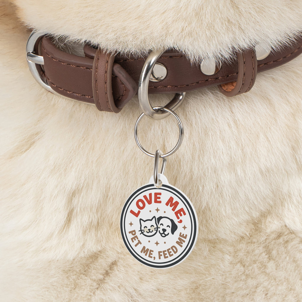 Pet Tag — "Love Me, Pet Me, Feed Me" Cute Cat & Dog ID Pendant
