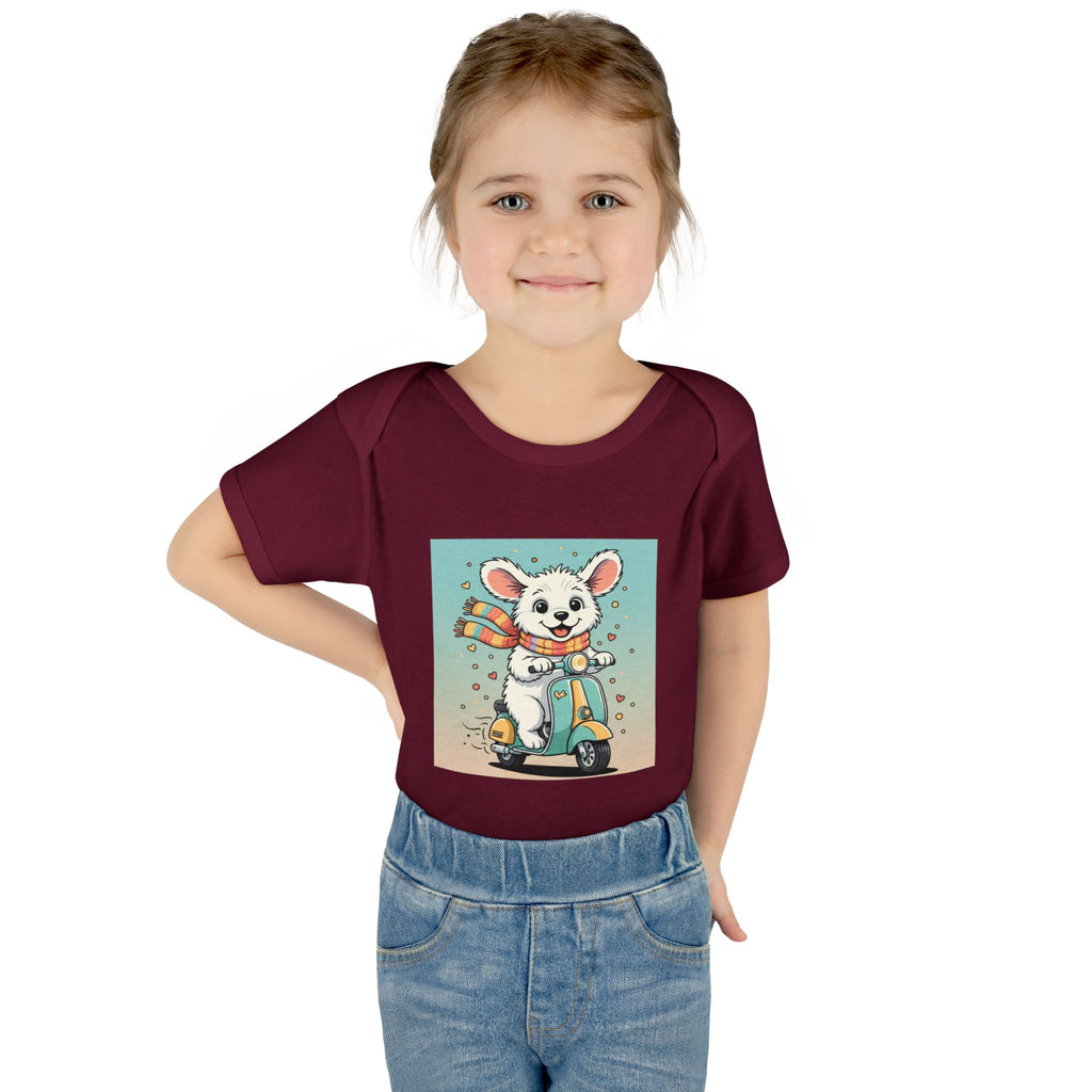 Cute Puppy & his Scooter- Infant Baby Rib Bodysuit- Unisex