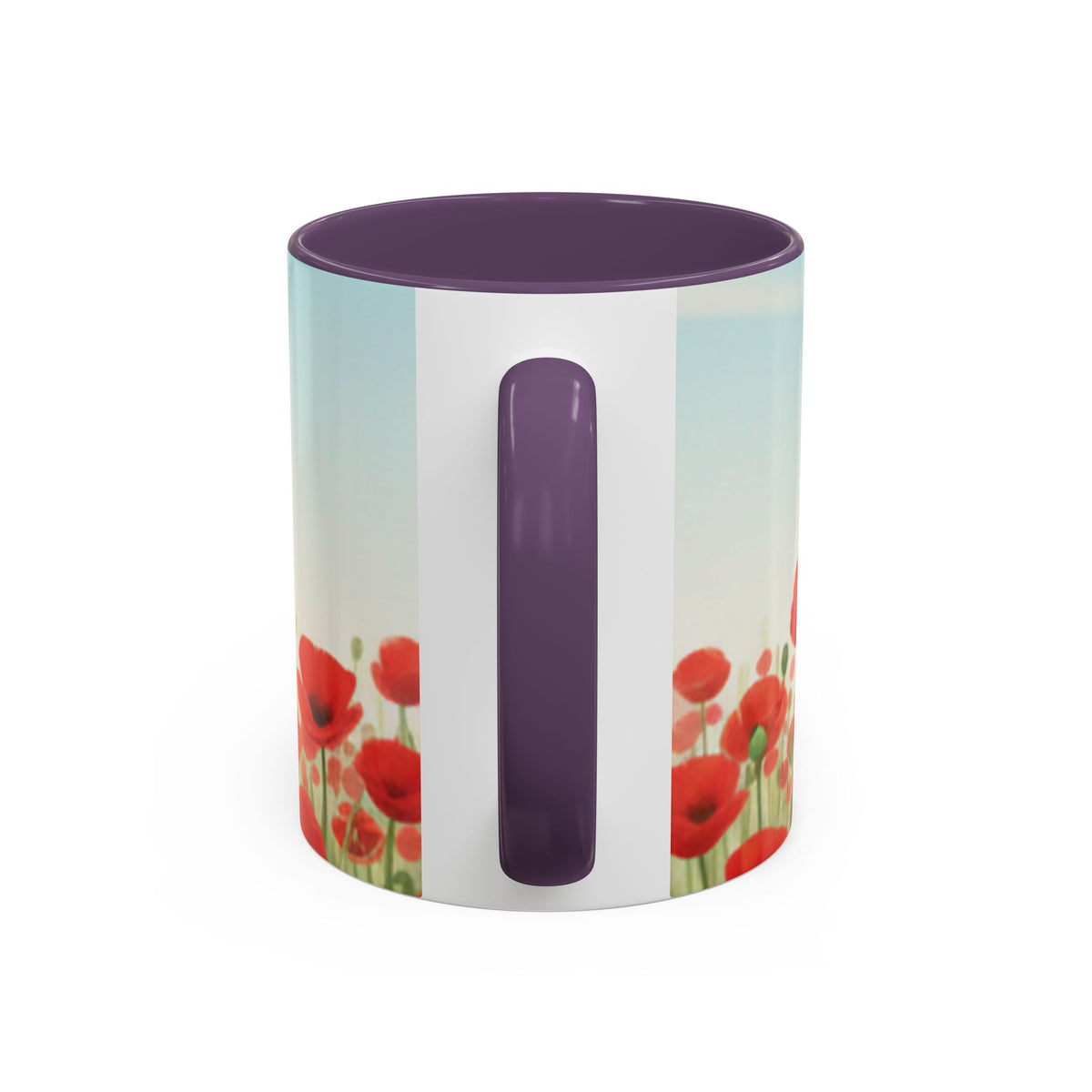 Poppy Field Accent Coffee Mug — Floral 11/15oz Ceramic Morning Cup Bright Uplifting