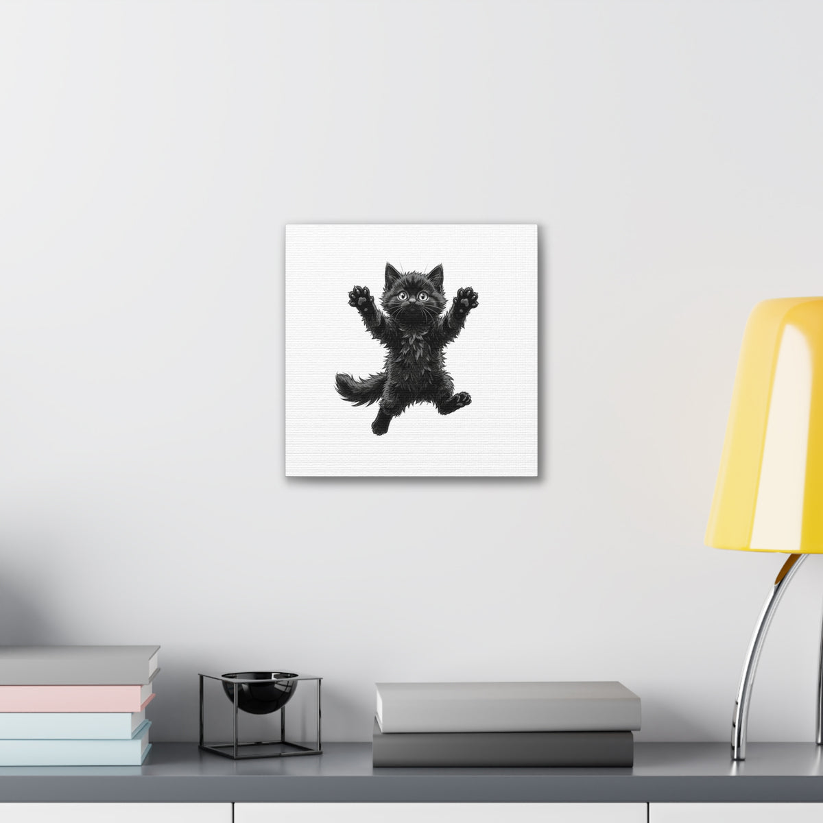 Playful Fluffy Black Kitten Canvas- Twixie Collection- Bestie Best Decor Collection