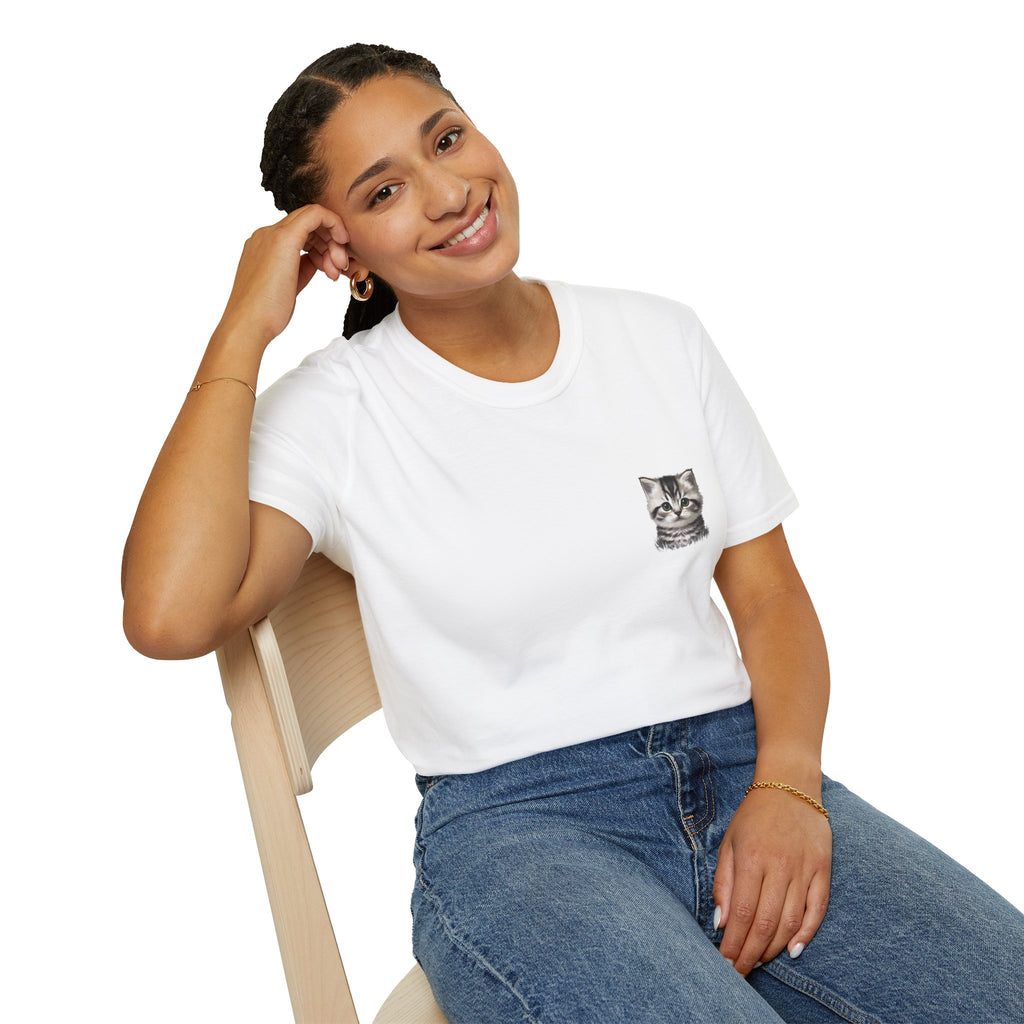 Proper Kitten Portrait T-Shirt | Small Chest Pocket Illustration- Bestie Best Collection