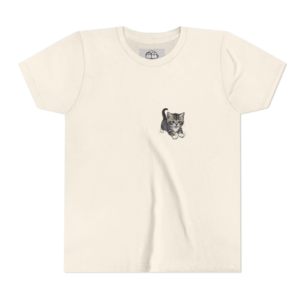 Tiny Tabby Kitten Tee | Kids Cat Shirt, Pocket-Style Kitty Design- Paloma Collection