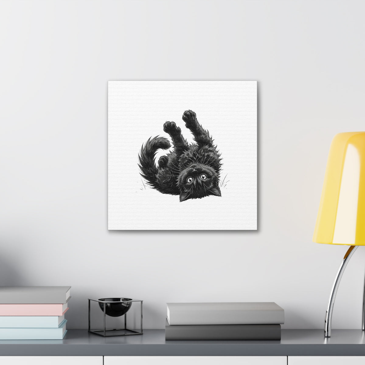 Playful Fluffy Black Kitten Canvas- Twixie Collection- Bestie Best Decor Collection