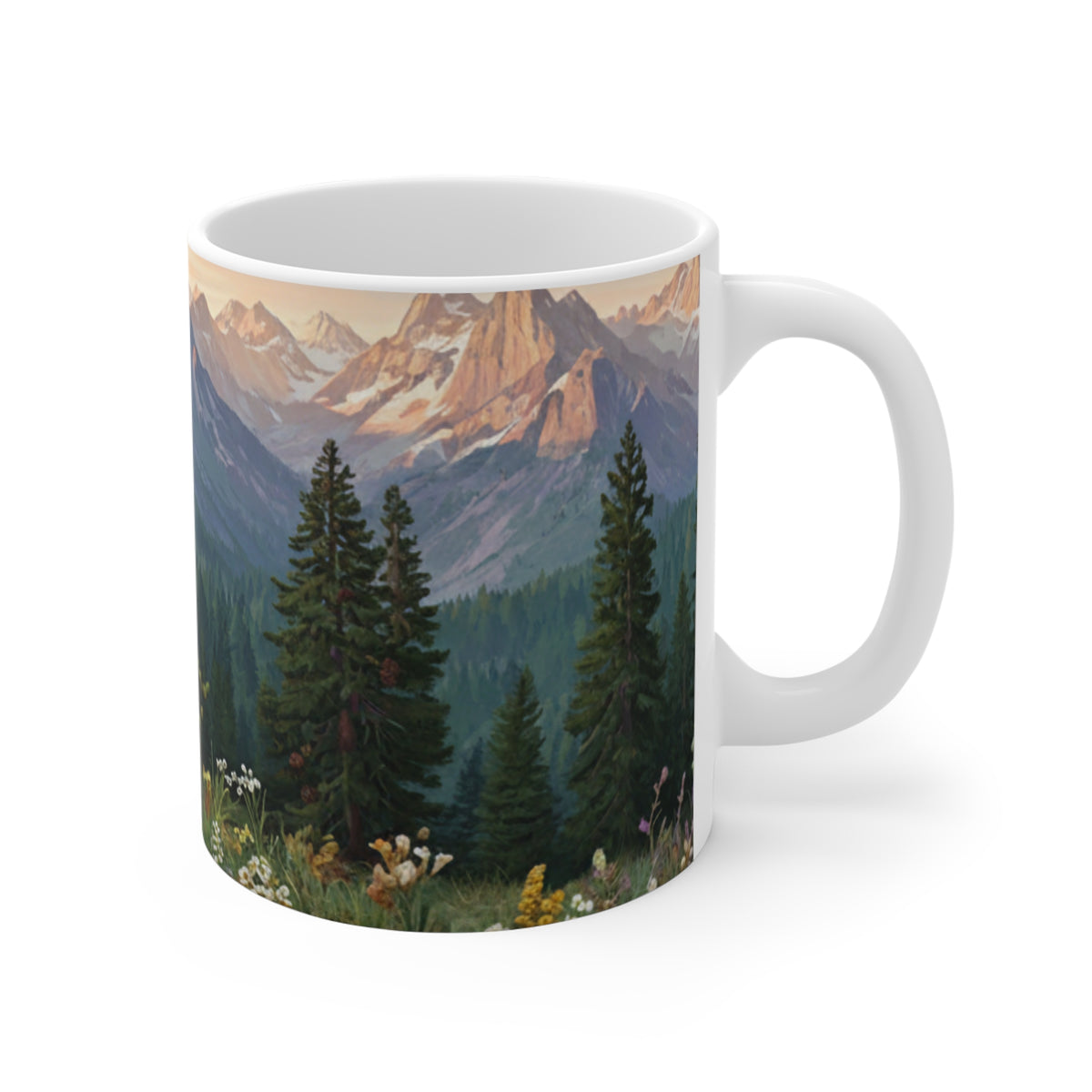 Mountain Landscape Mug | Alpine Pines Sunrise Scenic Coffee Cup