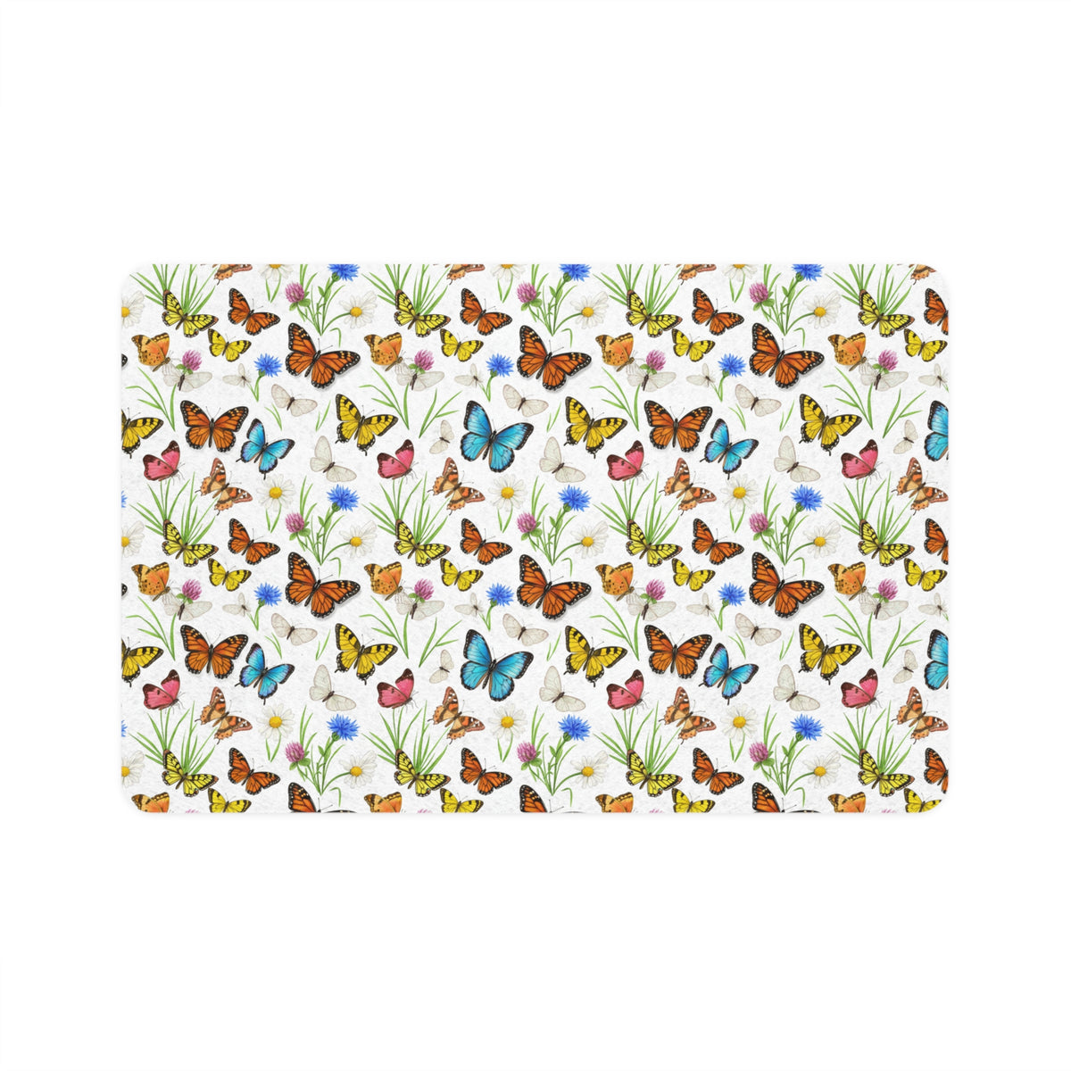 Watercolor Butterfly Pattern Pet Food Mat