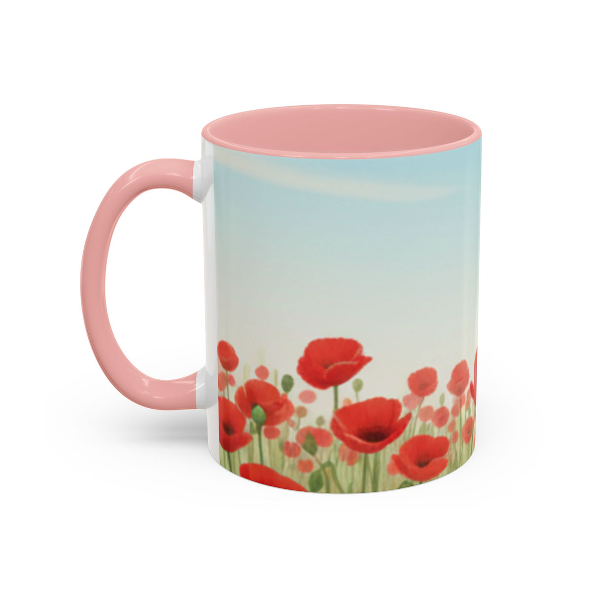 Poppy Field Accent Coffee Mug — Floral 11/15oz Ceramic Morning Cup Bright Uplifting