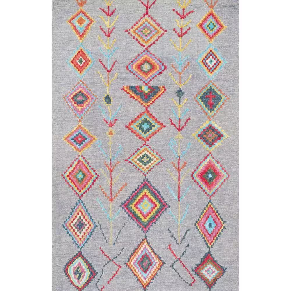 Belini Moroccan Southwestern Symbols Gray 4 Ft. X 6 Ft. Area Rug