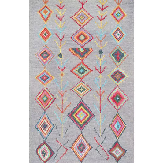 Belini Moroccan Southwestern Symbols Gray 4 Ft. X 6 Ft. Area Rug