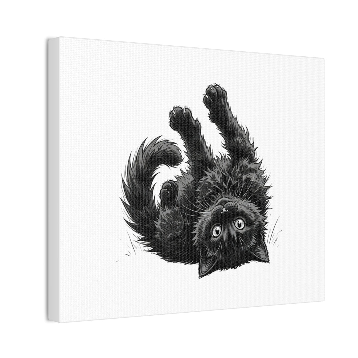 Playful Fluffy Black Kitten Canvas- Twixie Collection- Bestie Best Decor Collection