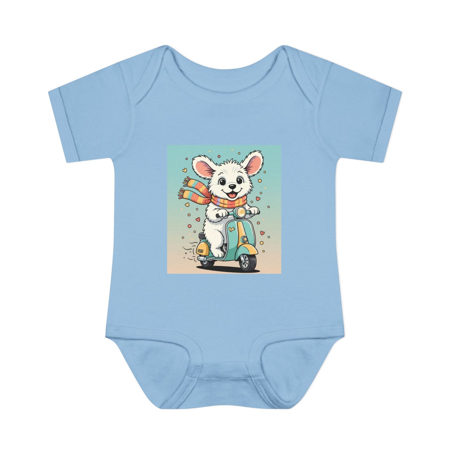 Cute Puppy & his Scooter- Infant Baby Rib Bodysuit- Unisex