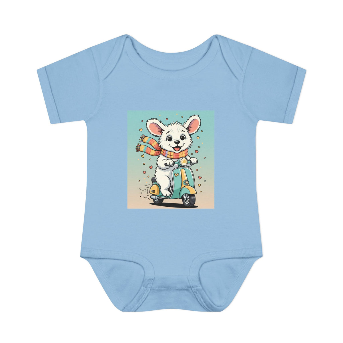 Cute Puppy & his Scooter- Infant Baby Rib Bodysuit- Unisex