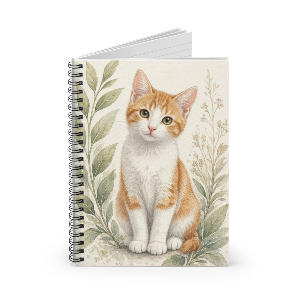 Cute Orange Kitten Illustration Spiral Notebook | Ruled Journal- Vincent Bestie Best Collection