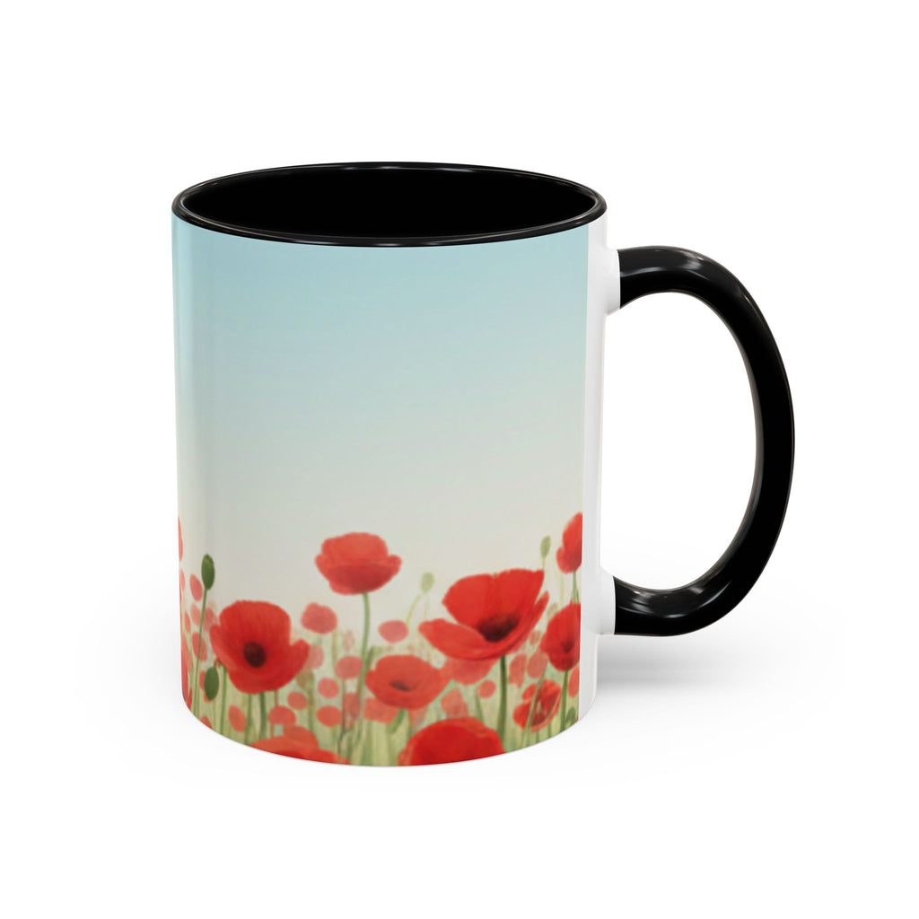 Poppy Field Accent Coffee Mug — Floral 11/15oz Ceramic Morning Cup Bright Uplifting