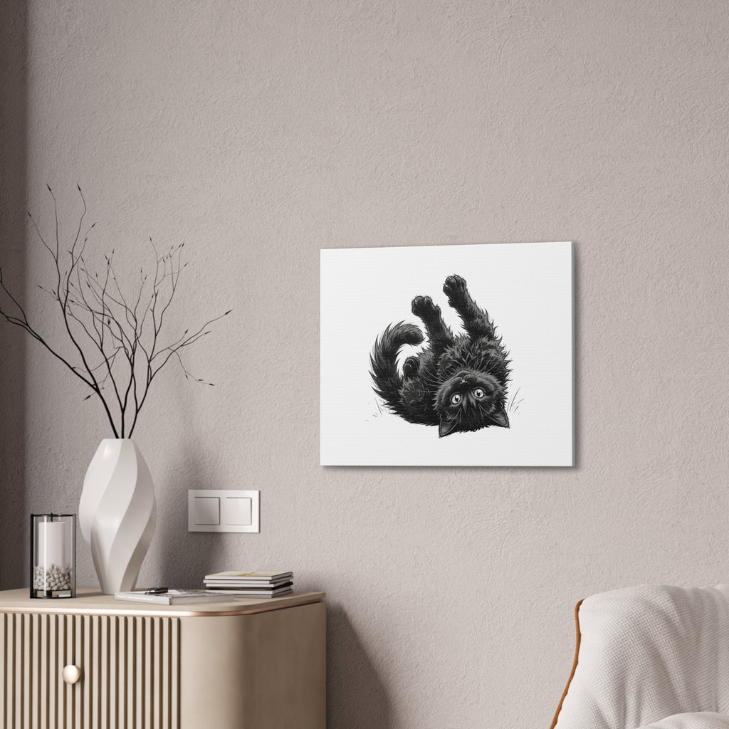 Playful Fluffy Black Kitten Canvas- Twixie Collection- Bestie Best Decor Collection