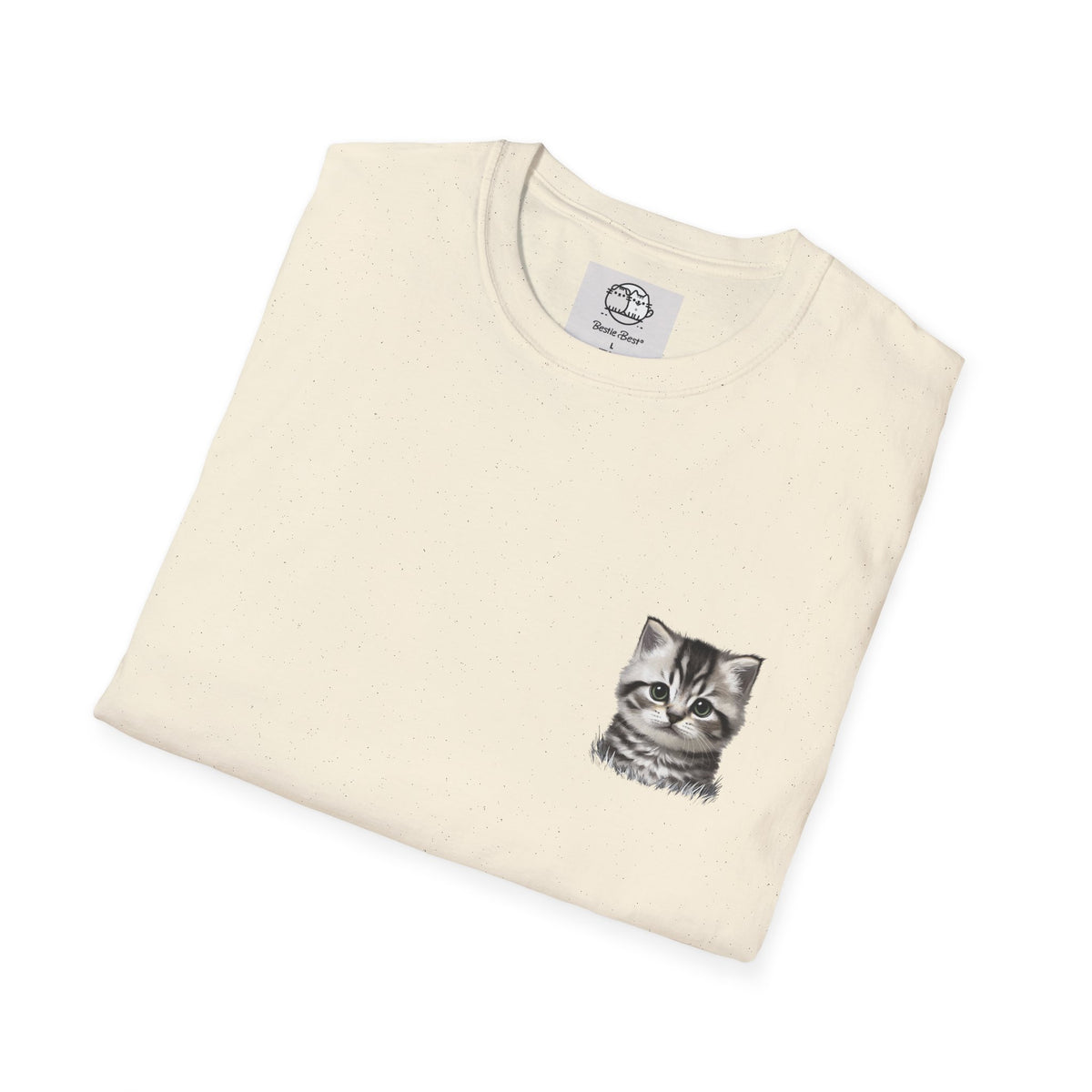 Proper Kitten Portrait T-Shirt | Small Chest Pocket Illustration- Bestie Best Collection